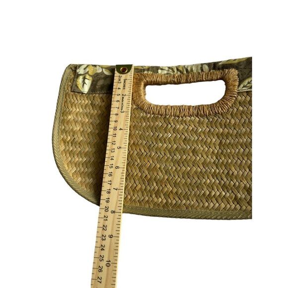 Vintage Americana Floral Woven Straw Clutch With Matching Coin Purse - Picture 7 of 8